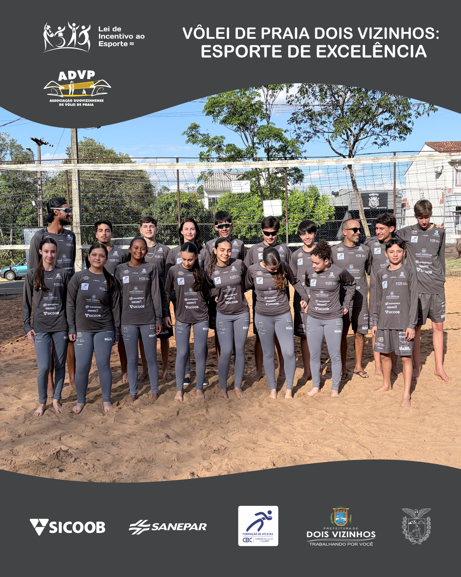 Entrega de uniformes fortalece projeto de vôlei de praia em Dois Vizinhos