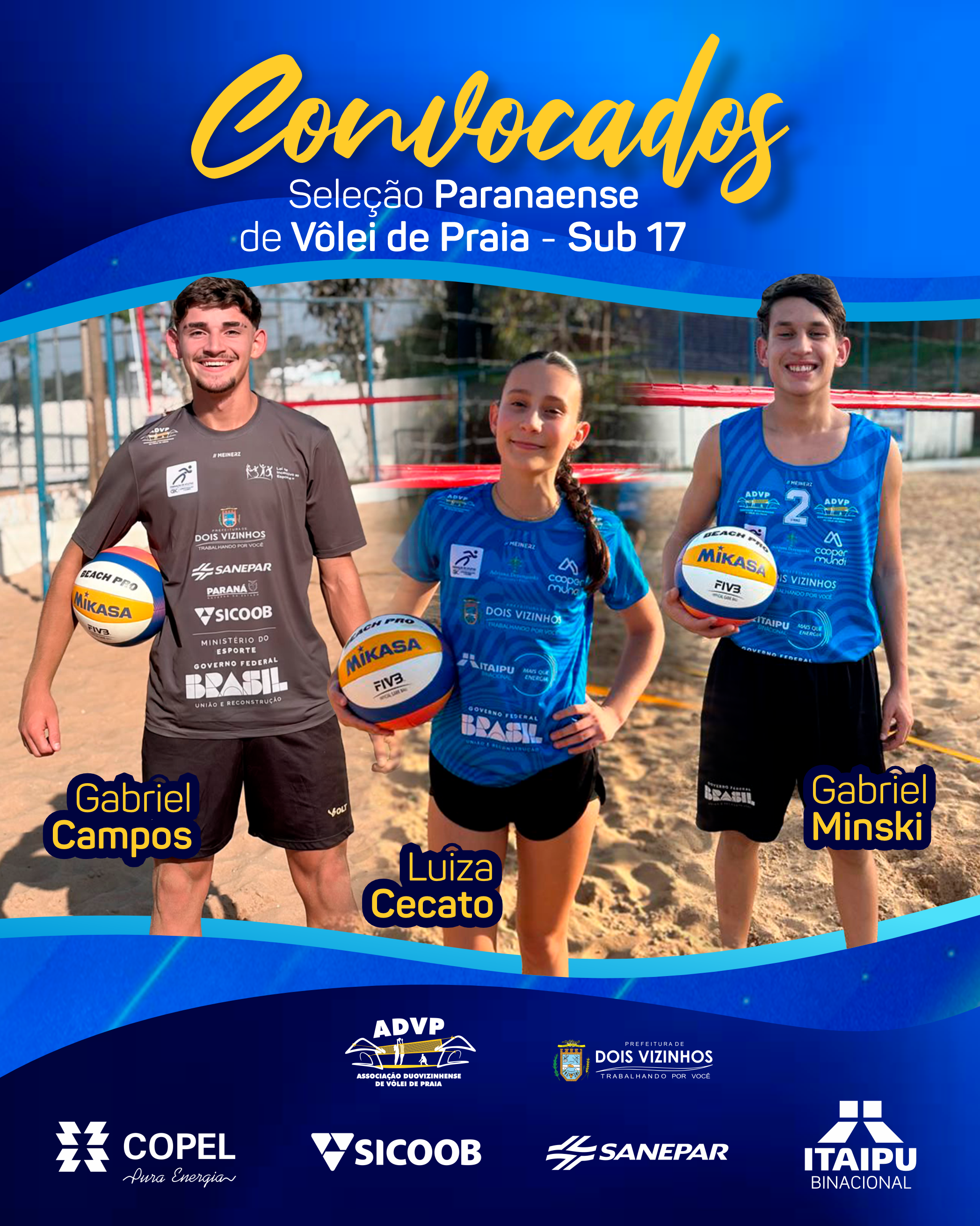 CONVOCADOS SELEÇÃO PARANAENSE DE VÔLEI DE PRAIA SUB17 2026